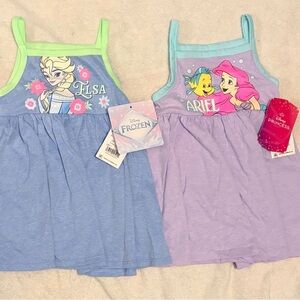 Disney Princess Little Mermaid Ariel & Frozen Elsa Graphic Tank Dress, Size 12 M